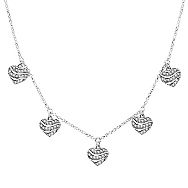 Romantický stříbrný náhrdelník se srdíčky NCL11W