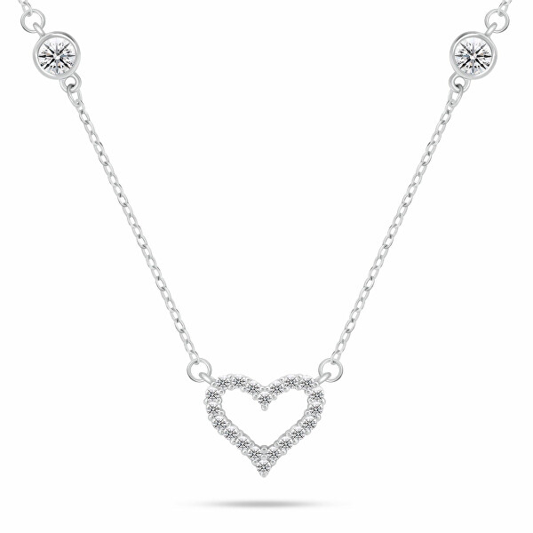 Collana romantica in argento Cuore con zirconi NCL171W