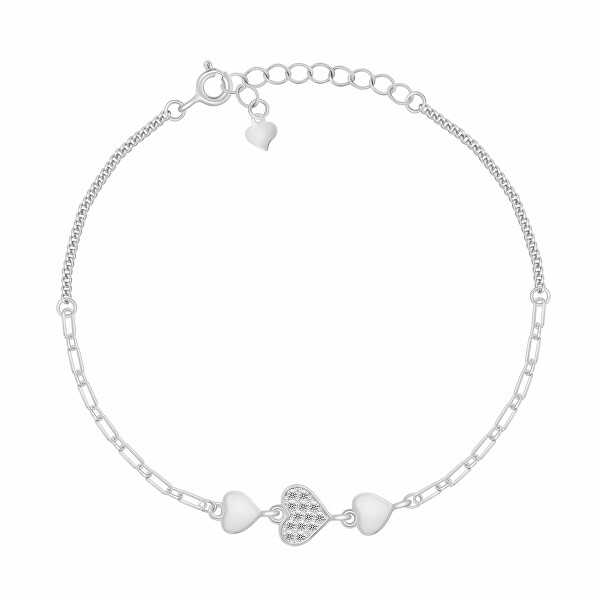 Bracciale romantico in argento con cuoricini BRC161W