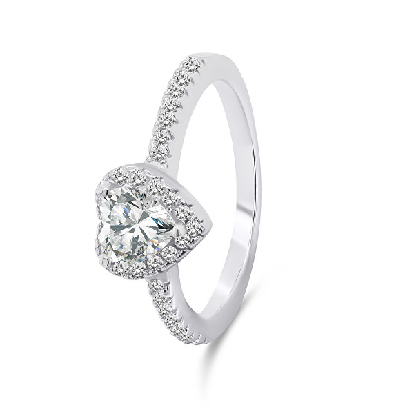Romantický strieborný prsteň Srdce RI047W