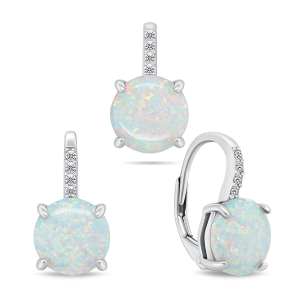 Set de bijuterii fermecătoare cu opale sintetice SET250W