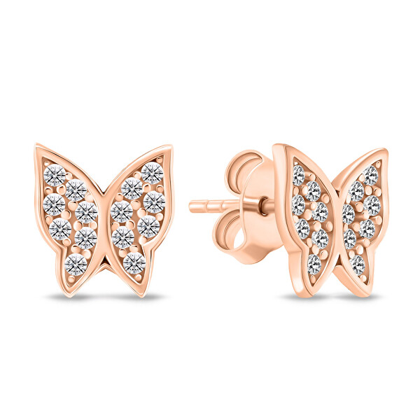 Schicke bronzefarbene Ohrringe Schmetterling mit Zirkonen EA800R