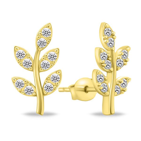 Eleganti orecchini lunghi placcati in oro con zirconi EA857Y