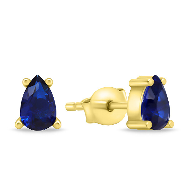 Eleganti orecchini placcati in oro con zirconi blu EA860YB