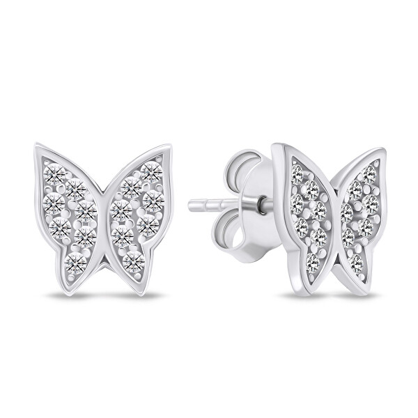 Csodálatos ezüst fülbevaló Pillangó cirkónium kövekkel EA800W