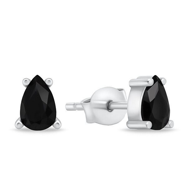 Bájos ezüst fülbevaló fekete cirkónium kövekkel EA860WBC