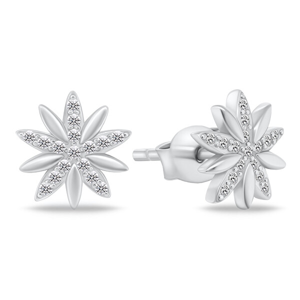 Cercei drăguți din argint cu zirconii flori EA511W
