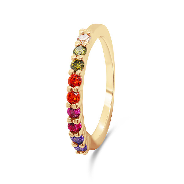 Jellegzetes aranyozott gyűrű színes cirkónium kövekkel RI063Y