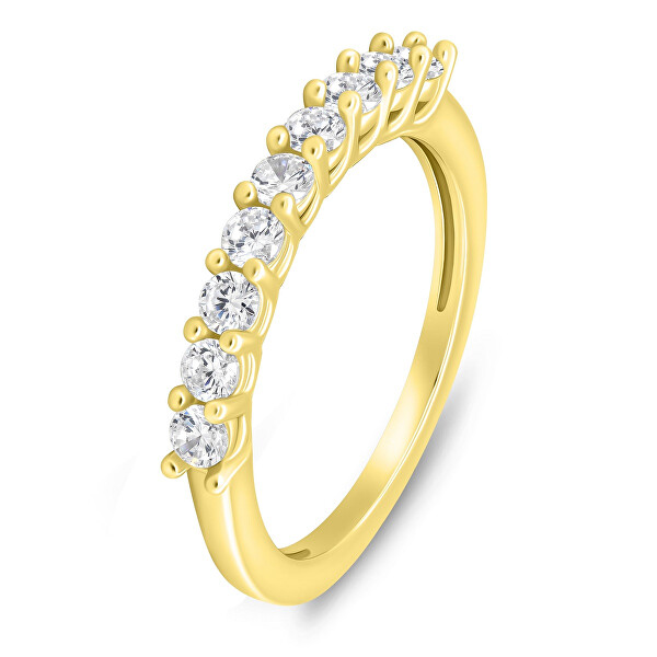 Elegante anello placcato oro con zirconi trasparenti RI063Ya