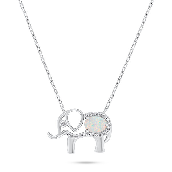 Schicke Silberhalskette mit Opal Elefant NCL133W