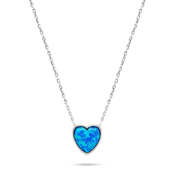 Slušivý strieborný náhrdelník Srdce s opálom NCL74WB