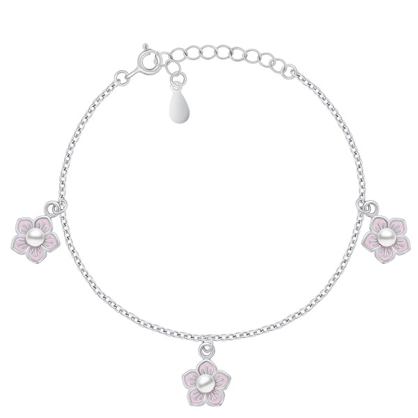 Bracciale elegante in argento Fiori con perle BRC152WP