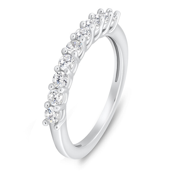 Elegante anello in argento con zirconi trasparenti RI063Wa