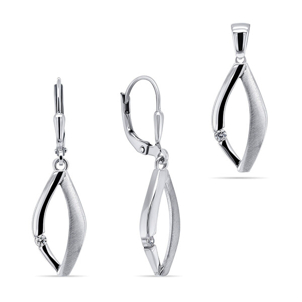 Slušivý stříbrný set šperků SET205W (přívěsek, náušnice)