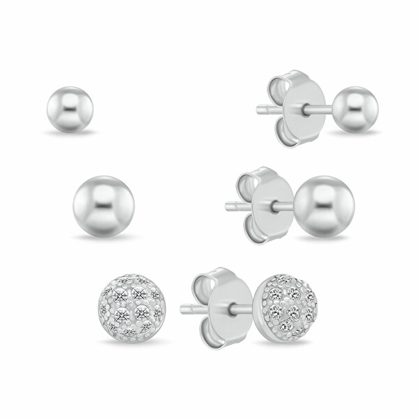 Stříbrná sada peckových náušnic SET297W (3 páry náušnic)