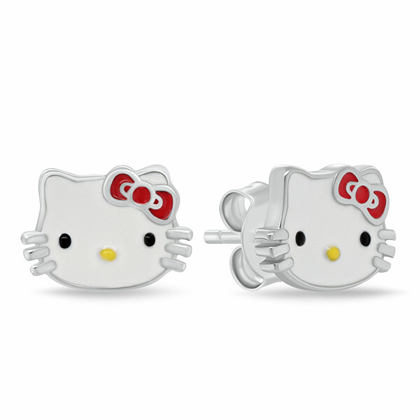 Stříbrné náušnice pecky Hello Kitty EA1210W