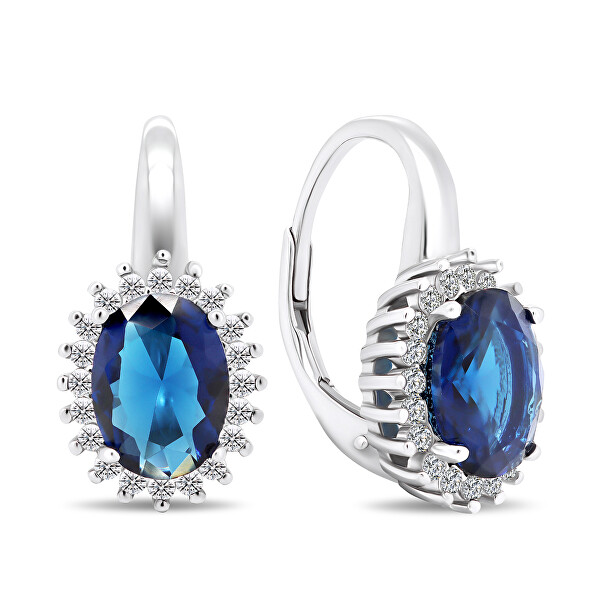 Silberne Ohrringe mit Zirkonen im Stil einer Herzogin Kate EA398WB