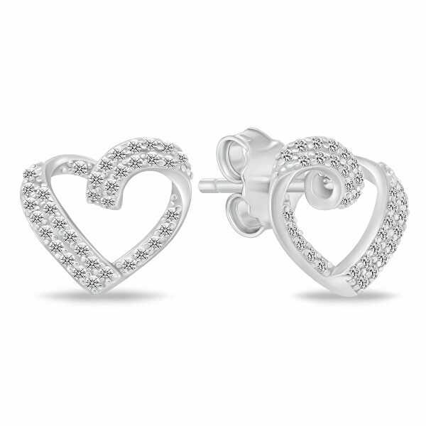 Orecchini a cuore in argento con zirconi EA1065W