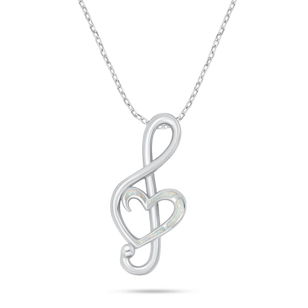 Collana in argento Chiave di violino con opale sintetico NCL164W