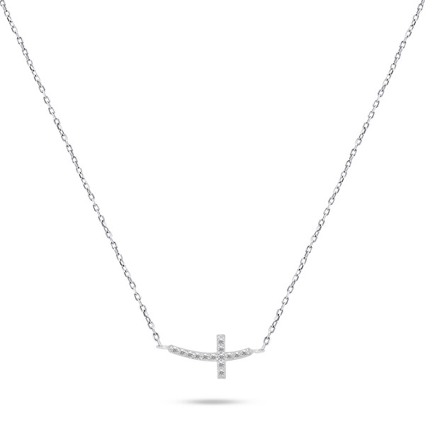 Strieborný náhrdelník Krížik so zirkónmi NCL57W