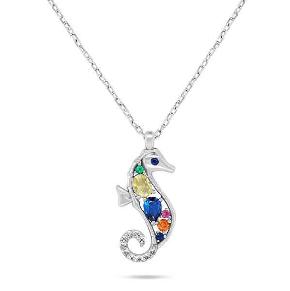 Collana in argento Cavalluccio marino con zirconi colorati NCL161WRBW