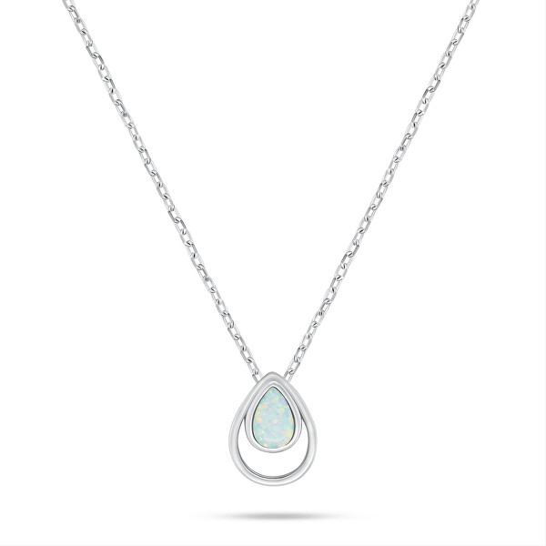 Collana in argento con opale sintetico bianco NCL190W