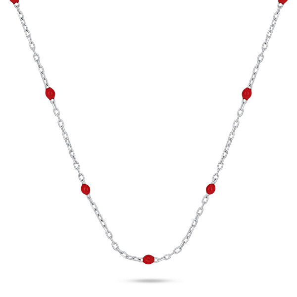 Stříbrný náhrdelník s červenými kuličkami NCL112WR
