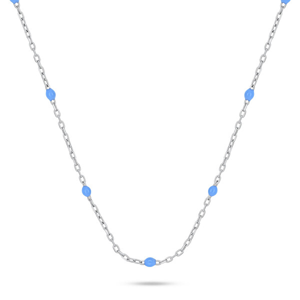 Stříbrný náhrdelník s modrými kuličkami NCL112WTQ