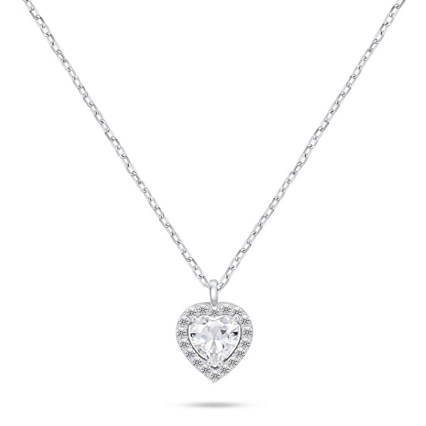 Collana in argento Cuore con zircone trasparente NCL158W