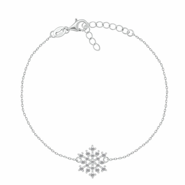 Stříbrný náramek se zirkony Vločka BRC253W