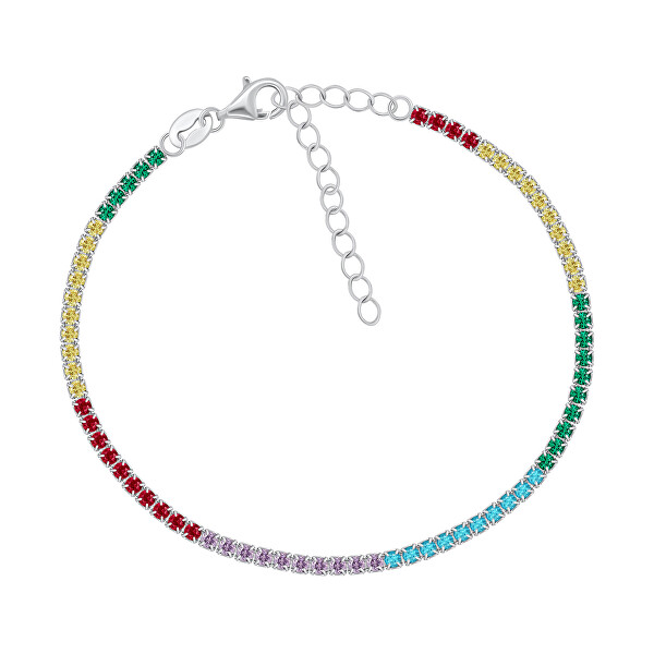 Brățară tenis argintie cu zirconi colorați BRC168WRBW