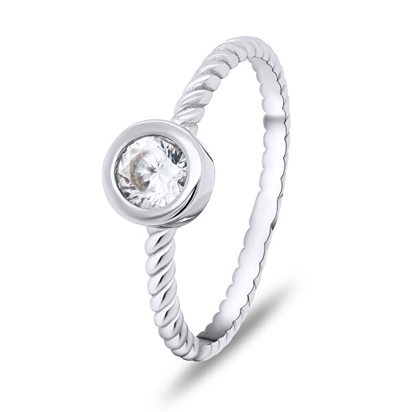 Něžný stříbrný prsten se zirkonem RI015W