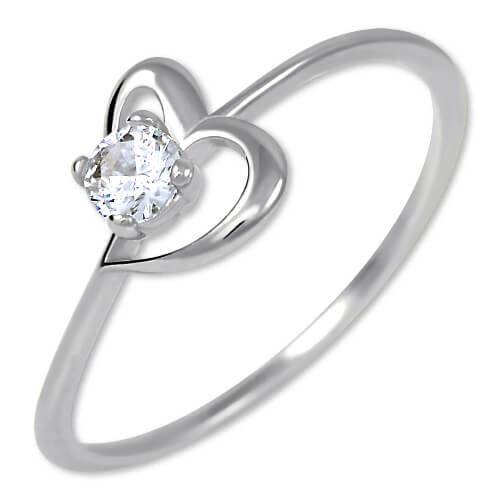 Inel de logodnă din argint cu cristal Inimă 426 001 00535 04