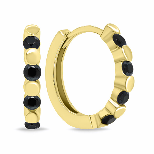 Stilvolle vergoldete Ringe mit schwarzen Zirkonen EA676YBC
