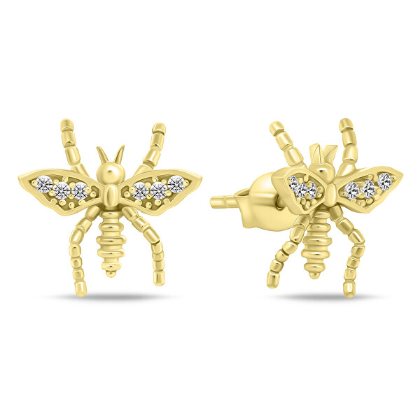 Stilvolle vergoldete Ohrringe Biene mit Zirkonen EA798Y