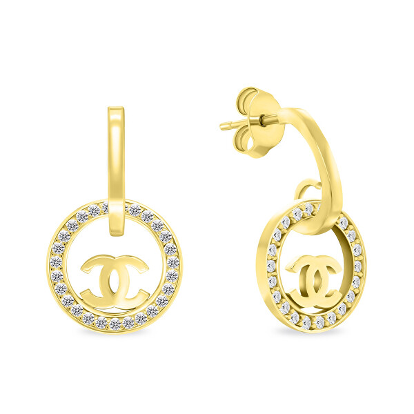 Eleganti orecchini placcati in oro con zirconi World Icon EA986Y