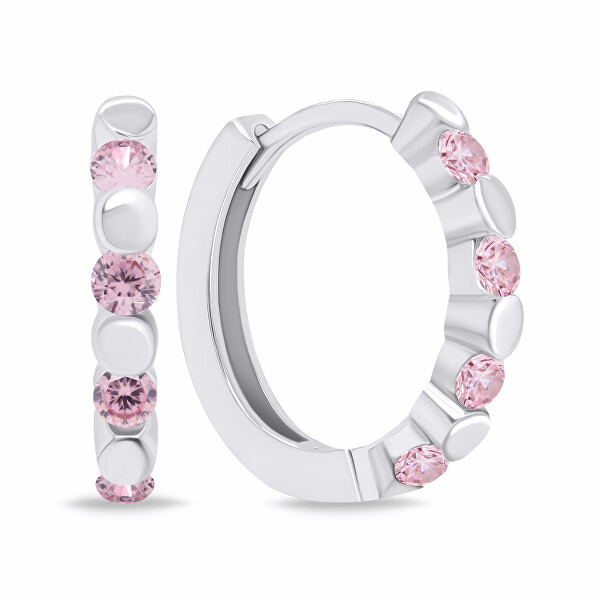 Stílusos ezüst gyűrűk rózsaszín cirkónium kövekkel EA676WP