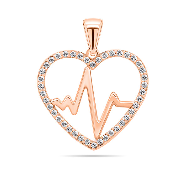 Ciondolo di stile bronzeo cuore con zirconi PT17R