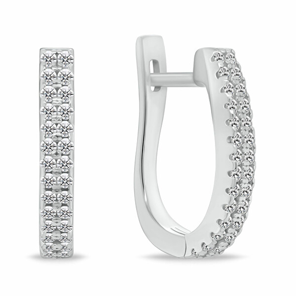 Třpytivé stříbrné kruhové náušnice EA132W