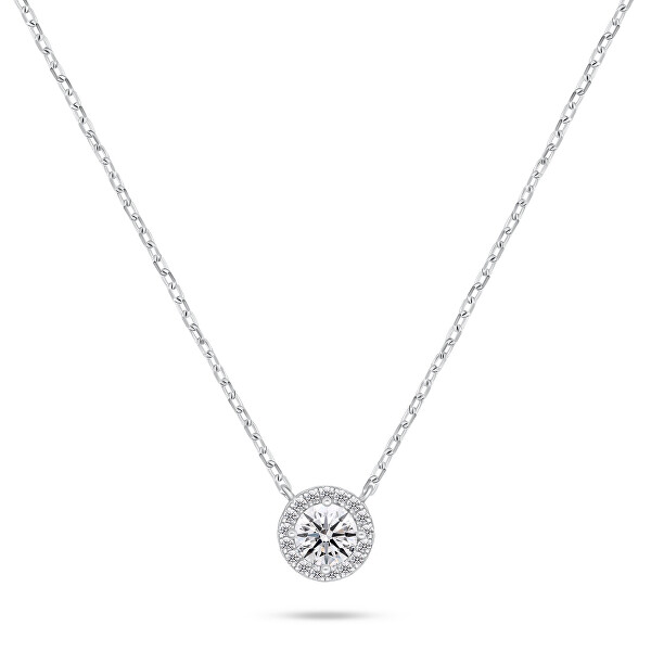 Třpytivý stříbrný náhrdelník se zirkony NCL136W