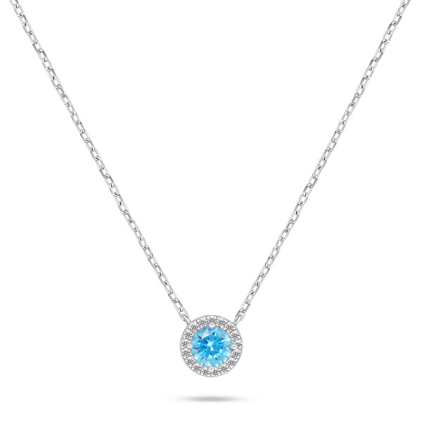 Třpytivý stříbrný náhrdelník se zirkony NCL136WAQ