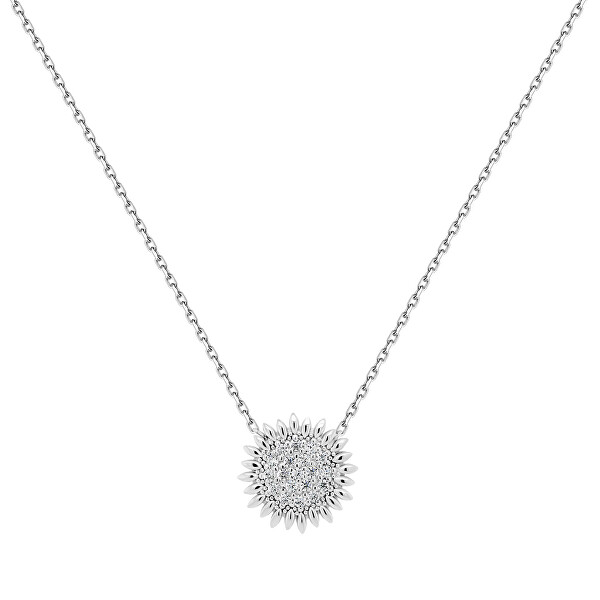 Třpytivý stříbrný náhrdelník se zirkony NCL24W