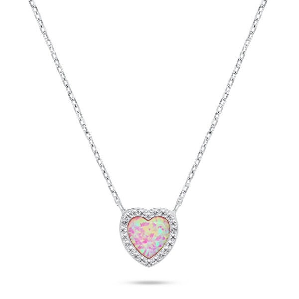 Funkelnde silberne Halskette Herz mit Opal NCL134WP
