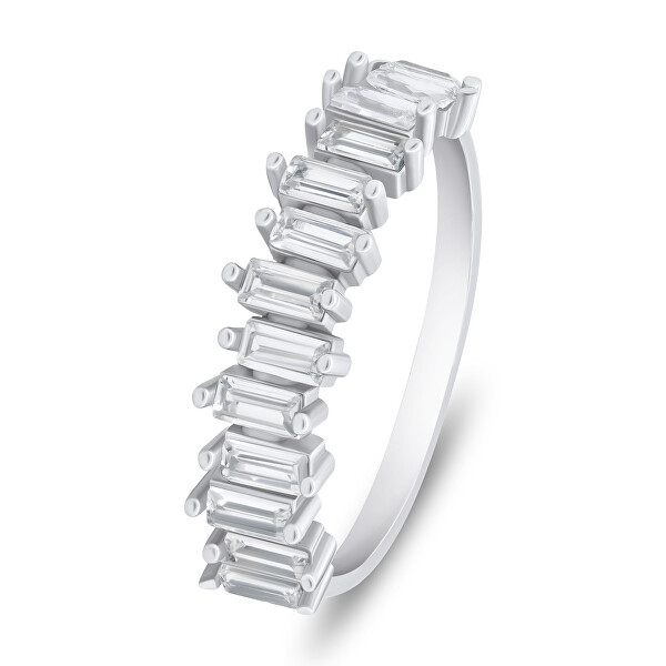 Anello scintillante in argento con zirconi chiari RI096W