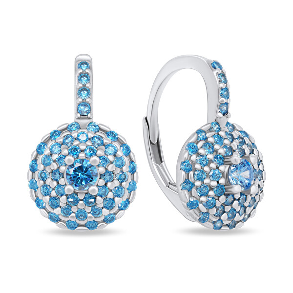 Gyengéd ezüst fülbevaló kék cirkónium kövekkel  EA14