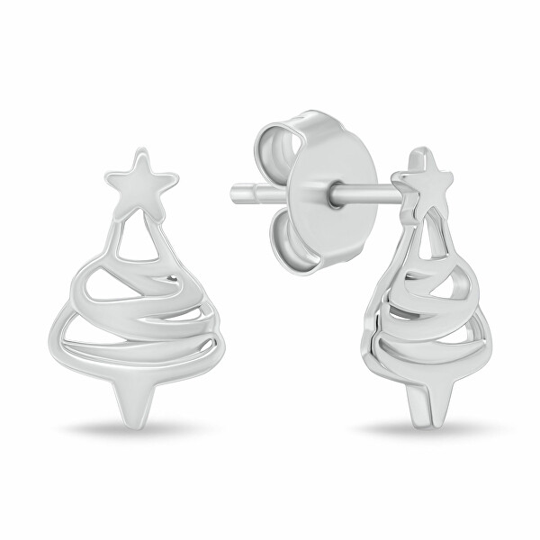 Vánoční stříbrné náušnice Stromeček EA1244W