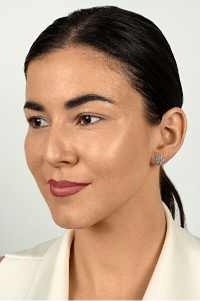 Blyštivé pozlacené náušnice vločky se zirkony EA1247Y