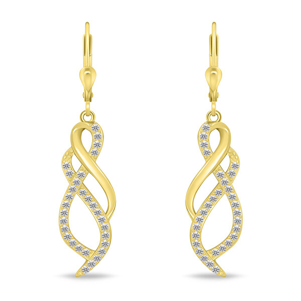Scintillante set di gioielli placcati oro con zirconi SET222Y (orecchini, pendente)