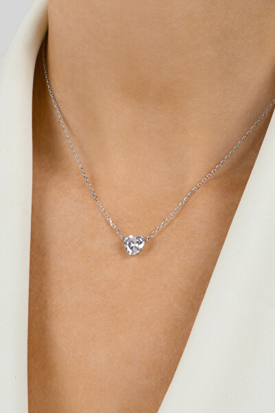 Blyštivý stříbrný náhrdelník Srdce NCL53W