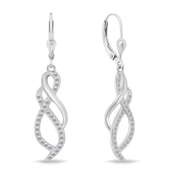 Scintillante set di gioielli in argento con zirconi SET222W (orecchini, pendente)
